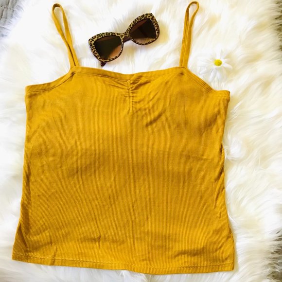 Project Social T Tops - NWOT PST By Project Social T Mustard Tank Top, L